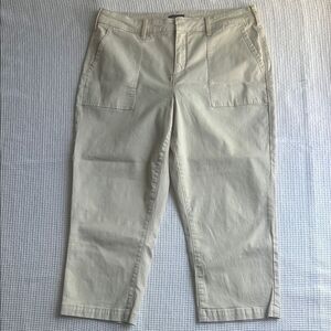 NYDJ Khaki Natural Utility High Waist Crop Pants sz 14